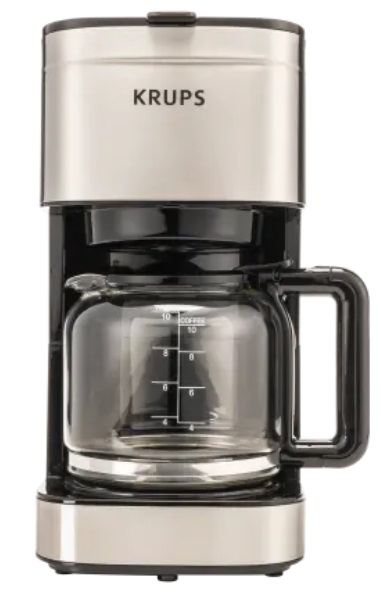 KRUPS Simply Brew Family Drip Coffee Maker, 10-Cup, Black & Stainless Steel